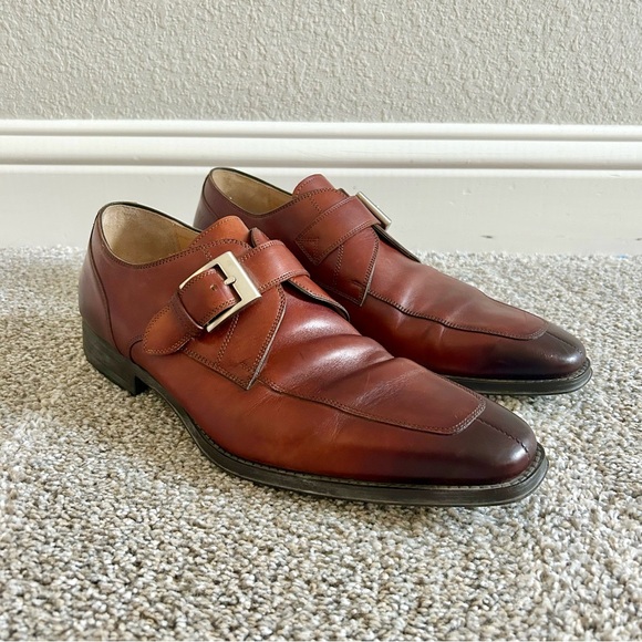 Magnanni Marco Leather Monk Strap Shoes Tobacco Cognac Brown